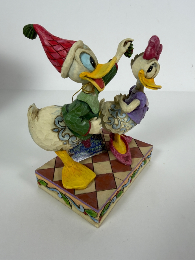 Vintage 2008 Jim Shore Disney Traditions Mistletoe Moment Donald And Daisy Duck Figurine With Box 6'H [Photo 3]