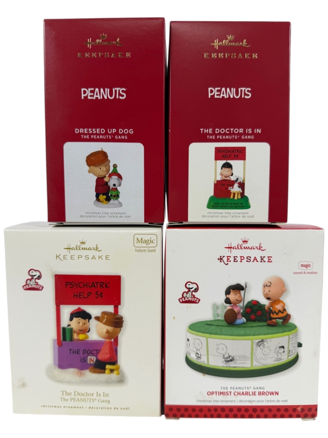Vintage Hallmark Keepsake The Peanuts Gang Magic Feature Christmas Tree Ornament Collection Lot Of Four With Boxes