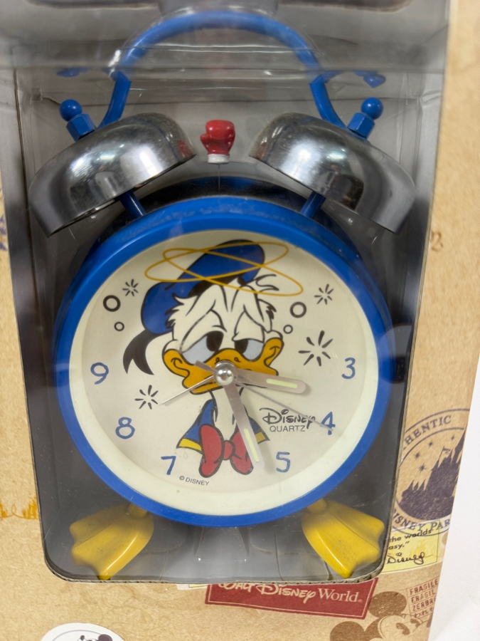 Vintage Walt Disney World Theme Park Exclusive Donald Duck Dazed Twin Bell Alarm Clock With Box [Photo 2]