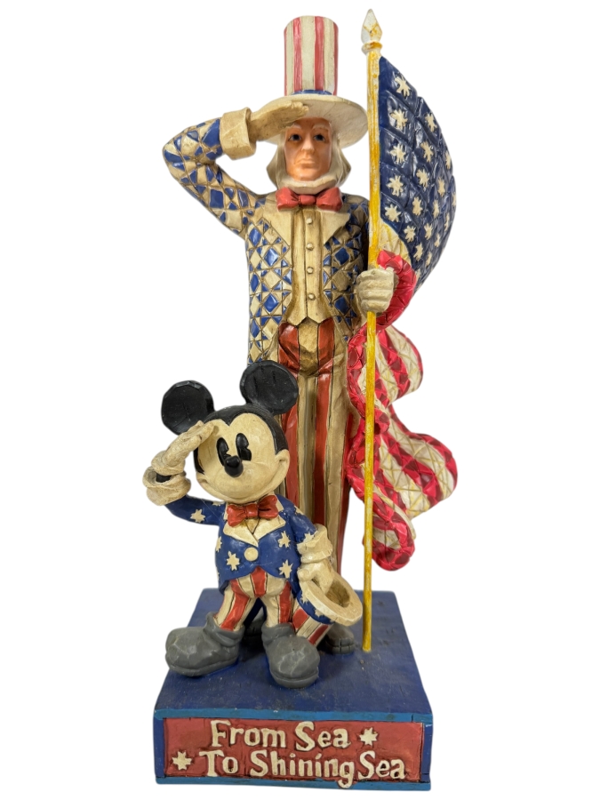 Vintage 2005 Jim Shore Disney Traditions From Sea To Shining Sea Mickey Mouse And Uncle Sam Patriotic Figurine 10.5'H