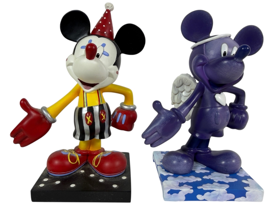 Vintage 2004 Westland Giftware Disney Mickey InspEARations Let's Party Clown And Always My Angel Figurine Set 6'H