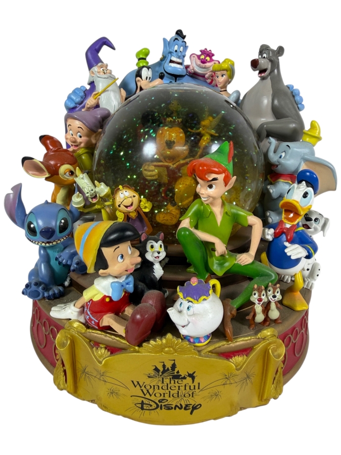 Vintage Large Disney Store Exclusive The Wonderful World Of Disney Multi-Character Musical Snow Globe 8'H