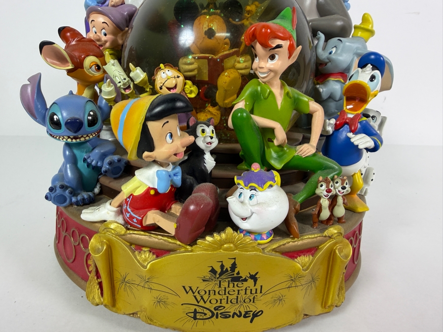 Vintage Large Disney Store Exclusive The Wonderful World Of Disney Multi-Character Musical Snow Globe 8'H [Photo 3]