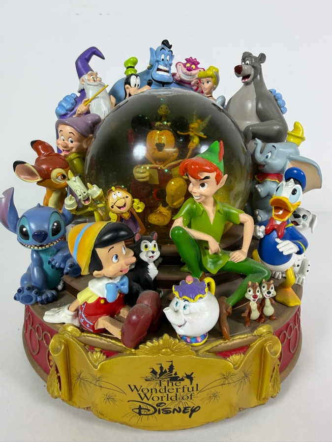 Vintage Large Disney Store Exclusive The Wonderful World Of Disney Multi-Character Musical Snow Globe 8'H [Photo 2]