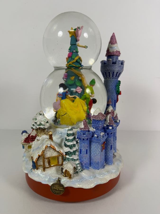 Vintage Large Disney Store Exclusive Mickey And Friends Christmas Village Double Bubble Musical Snow Globe 11'H [Photo 6]