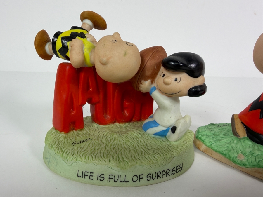 Vintage 2000 Peanuts Gallery Peanuts Comic Strip Sentiment Ceramic Figurine Lot Of Two 3.5'H [Photo 3]