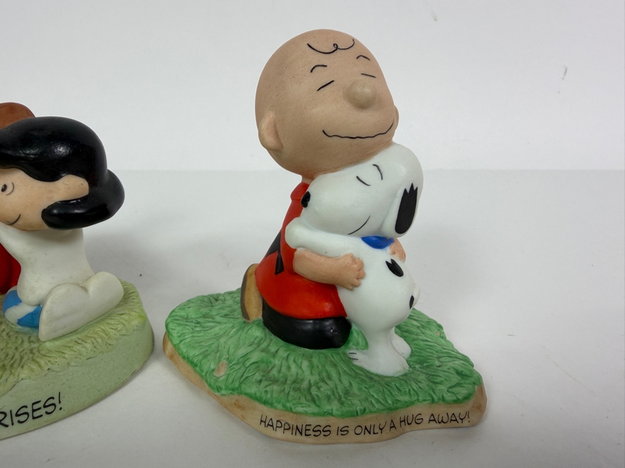 Vintage 2000 Peanuts Gallery Peanuts Comic Strip Sentiment Ceramic Figurine Lot Of Two 3.5'H [Photo 2]