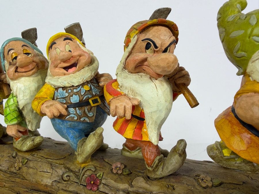 Vintage 2005 Jim Shore Disney Traditions Homeward Bound Seven Dwarfs On Log Figurine 14'W X 8.5'H [Photo 4]