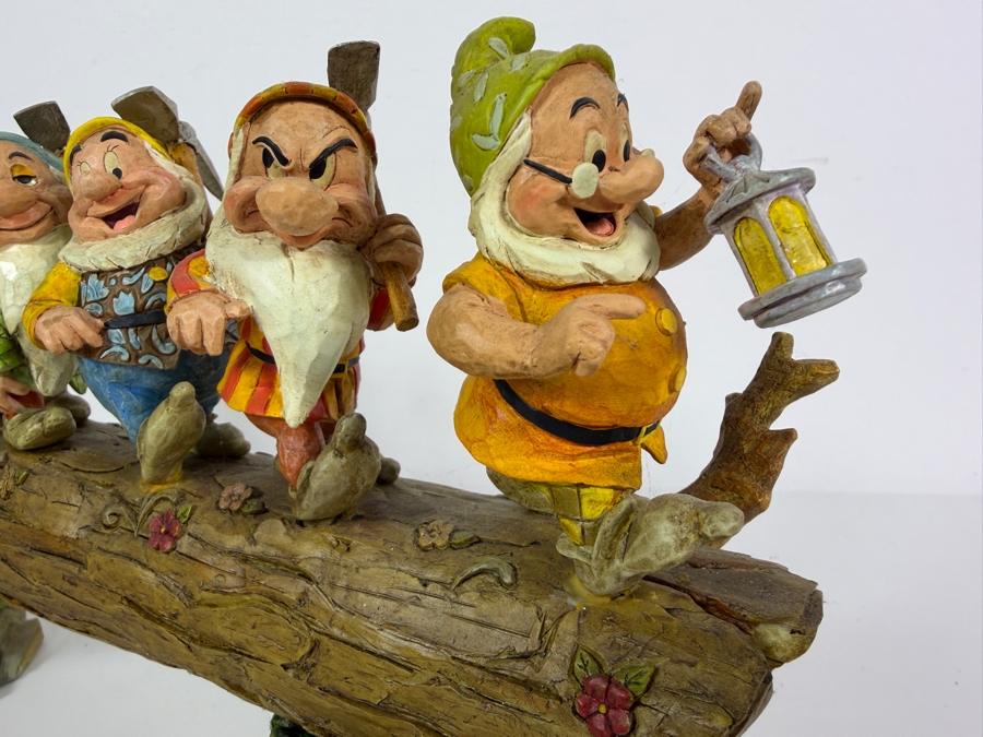 Vintage 2005 Jim Shore Disney Traditions Homeward Bound Seven Dwarfs On Log Figurine 14'W X 8.5'H [Photo 3]