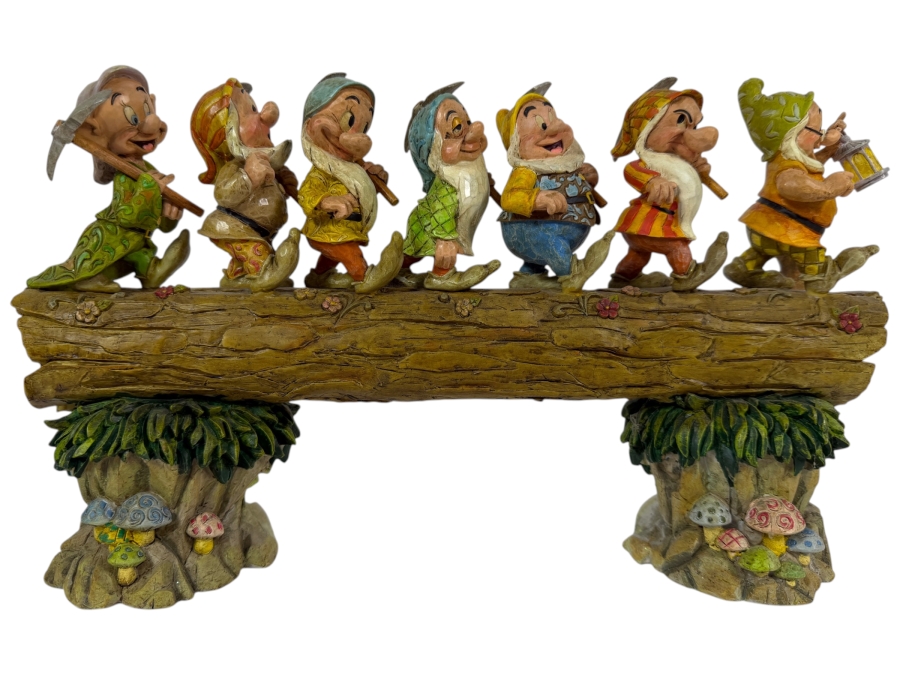 Vintage 2005 Jim Shore Disney Traditions Homeward Bound Seven Dwarfs On Log Figurine 14'W X 8.5'H