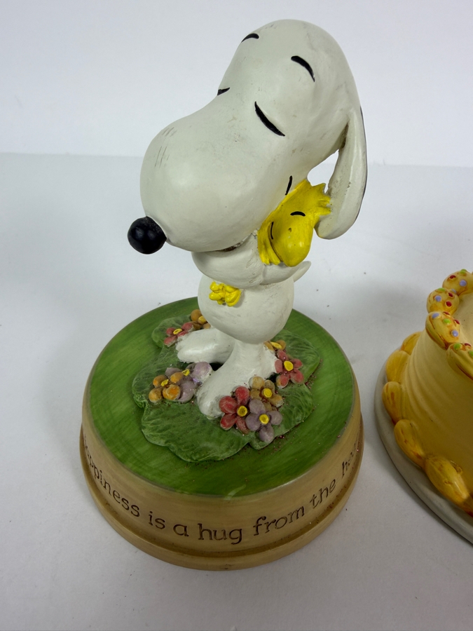 Vintage 2011 Hallmark Peanuts Gallery Snoopy Happiness Is A Hug From The Heart And Birthday Cake Figurine Lot Of Two 5'H [Photo 3]
