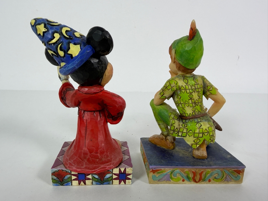 Disney Traditions Jim Shore 'Touch of Magic' Sorcerer Mickey Mouse Figurine and 'Childhood Champion' Peter Pan Figurine 4H [Photo 3]