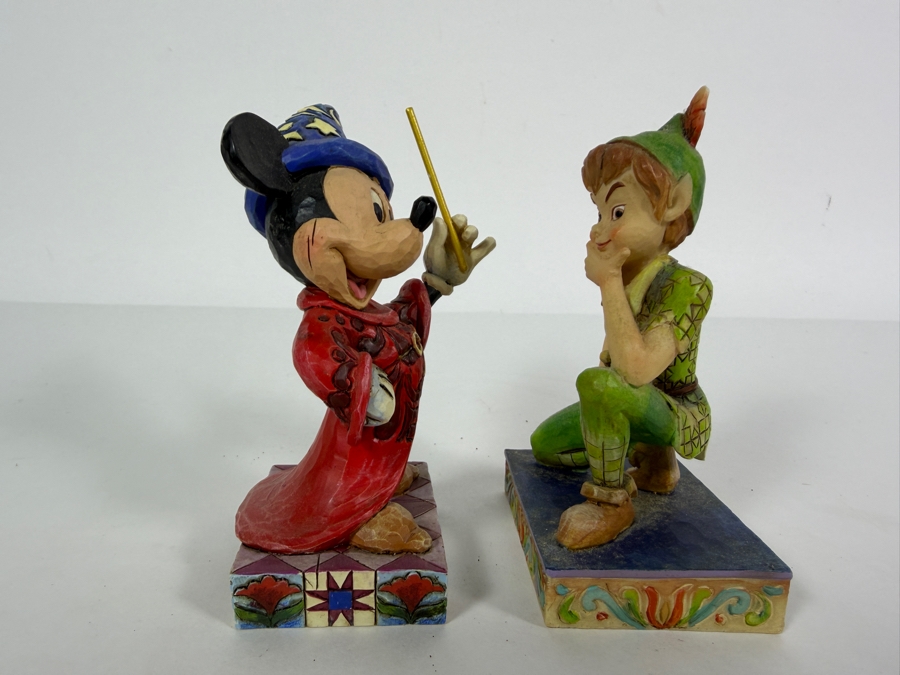 Disney Traditions Jim Shore 'Touch of Magic' Sorcerer Mickey Mouse Figurine and 'Childhood Champion' Peter Pan Figurine 4H [Photo 2]