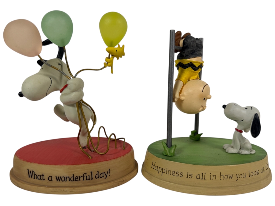 2010 Hallmark Peanuts Gallery 'What a Wonderful Day!' Figurine and 2013 Hallmark Peanuts Figurine 'Happiness is All in How You Look at Things' 6H
