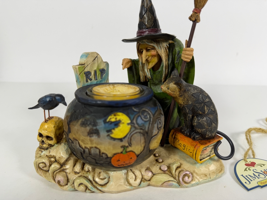2006 Jim Shore Heartwood Creek Halloween Witch with Cauldron Tea Light Candle Holder [Photo 2]