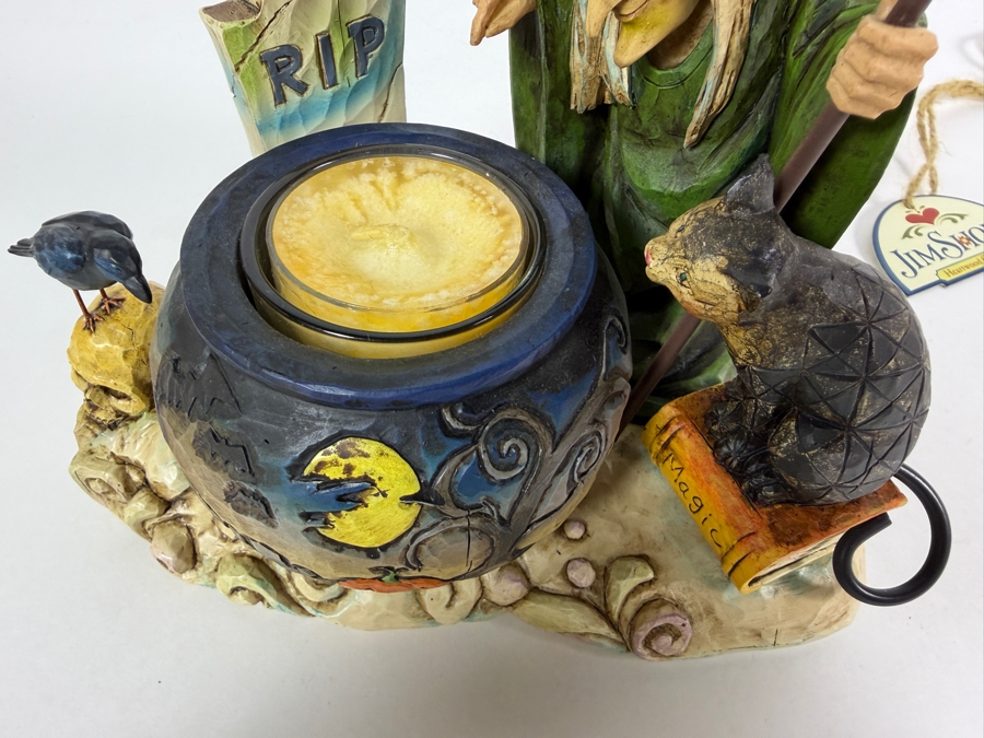 2006 Jim Shore Heartwood Creek Halloween Witch with Cauldron Tea Light Candle Holder [Photo 5]