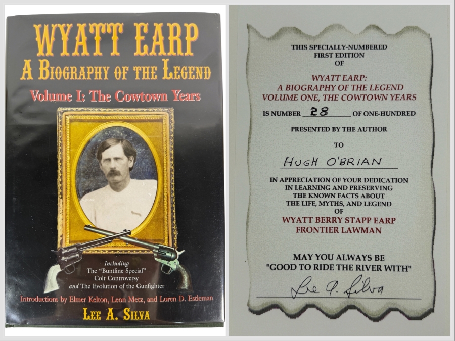 Rare Signed Limited Edition of 100 Hardcover First Printing Book Wyatt Earp: A Biography of the Legend Volume One, the Cowtown Years Presented to Actor Hugh O'Brian Who Portrayed Wyatt Earp (Client Was Hugh O'Brian's Assistant)