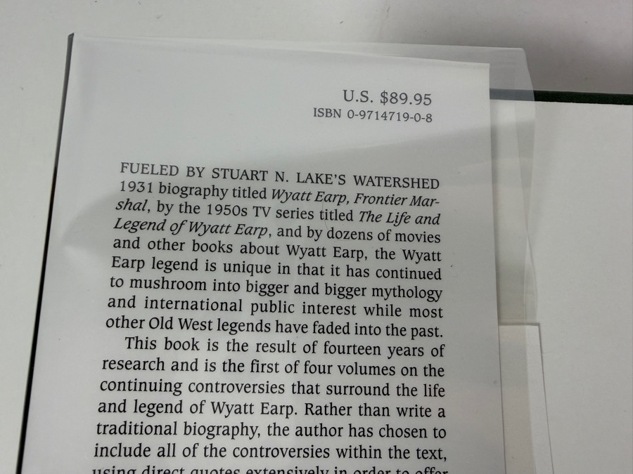 Rare Signed Limited Edition of 100 Hardcover First Printing Book Wyatt Earp: A Biography of the Legend Volume One, the Cowtown Years Presented to Actor Hugh O'Brian Who Portrayed Wyatt Earp (Client Was Hugh O'Brian's Assistant) [Photo 4]