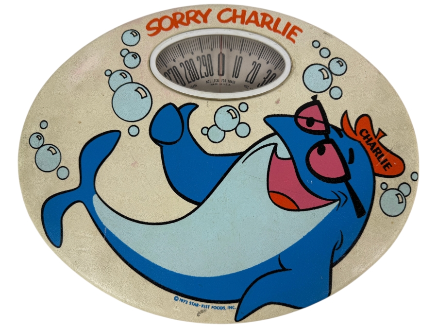 Vintage 1972 Star-Kist Promotional Bathroom Scale Featuring Charlie the Tuna Wearing Sunglasses 13 X 10
