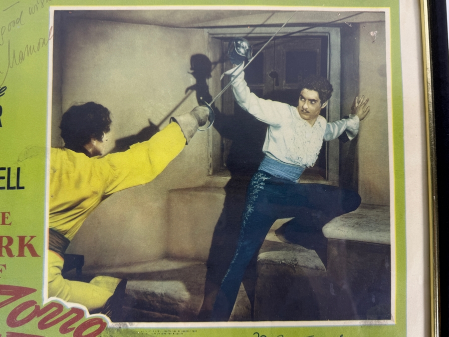 Vintage 1958 The Mark Of Zorro Lobby Card R58-387 Signed By Director Rouben Mamoulian Framed 14.5 X 12 [Photo 3]