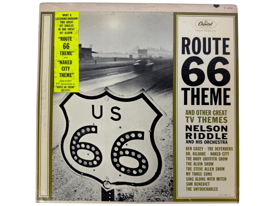 1962 Vinyl Album Titled Route 66 Theme and Other Great TV Themes by Nelson Riddle and His Orchestra