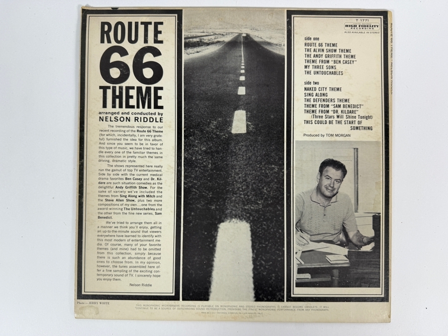 1962 Vinyl Album Titled Route 66 Theme and Other Great TV Themes by Nelson Riddle and His Orchestra [Photo 2]