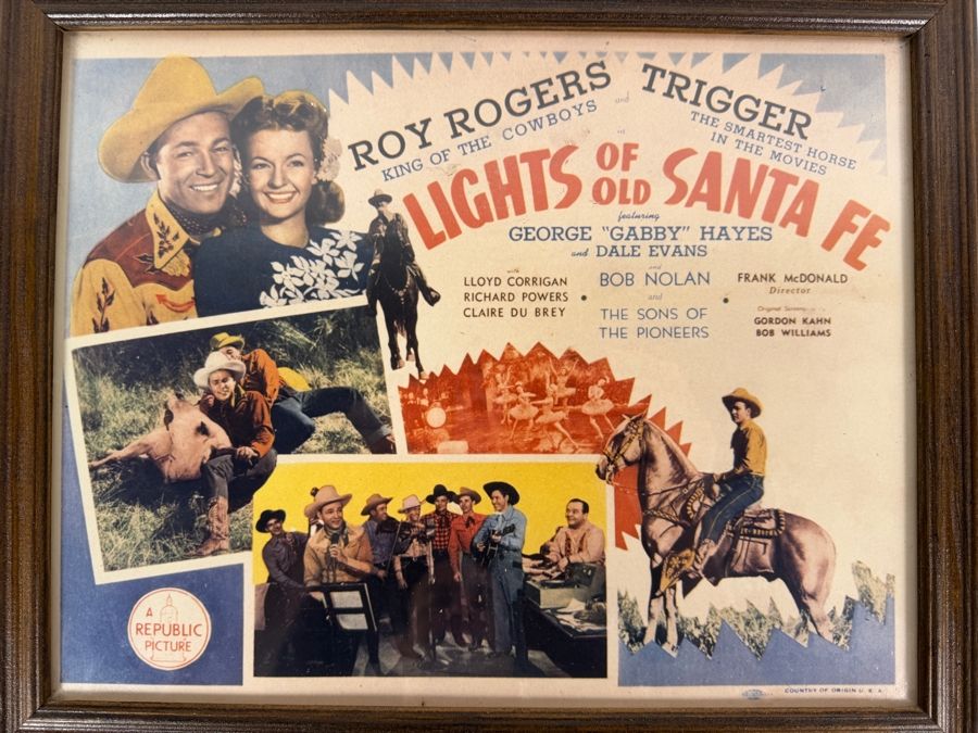 Lights In Old Santa Fe Lobby Card Roy Rogers, Dale Evans and Trigger Framed 15 X 12 [Photo 2]
