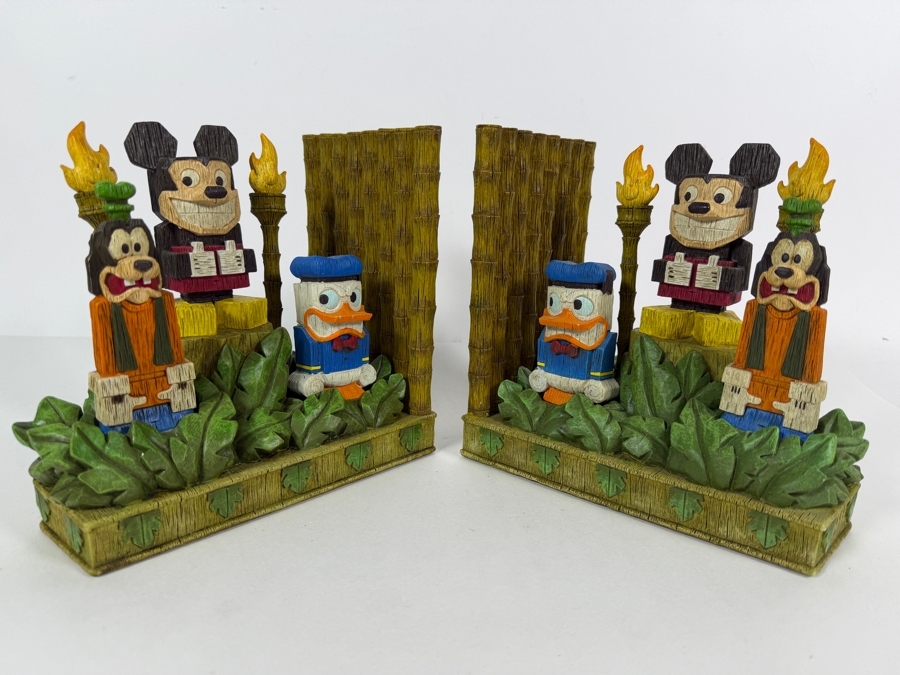 Official Disney Parks Polynesian Village Resort Souvenir Tiki Bookend Set 7'H [Photo 2]