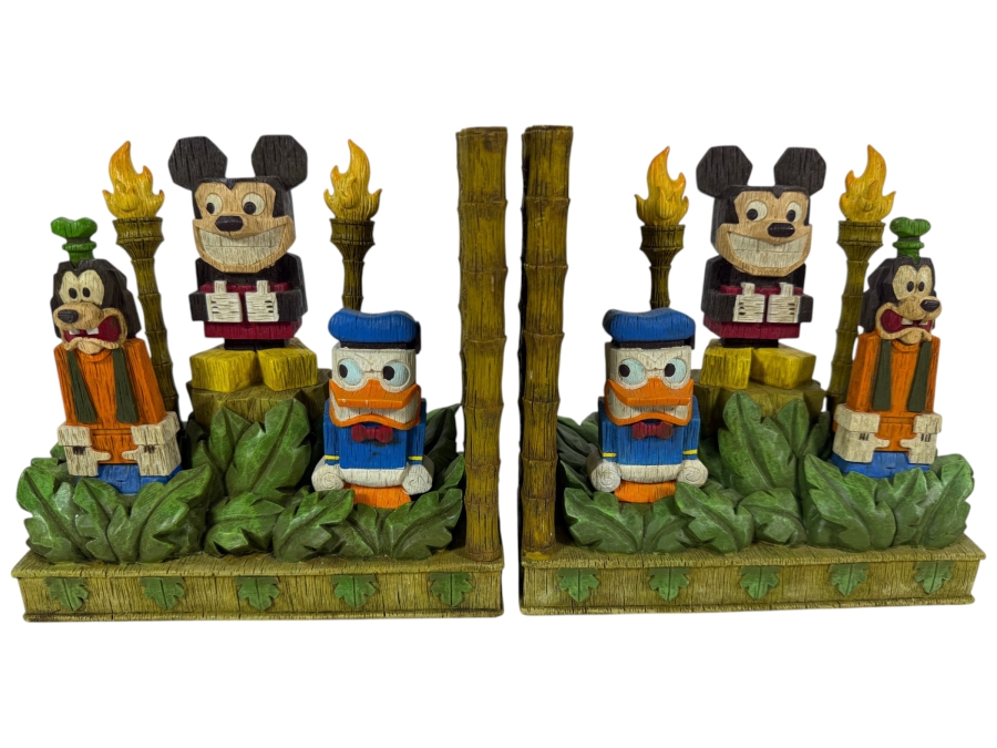 Official Disney Parks Polynesian Village Resort Souvenir Tiki Bookend Set 7'H