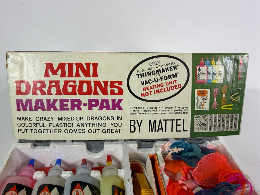 Vintage 1967 Mattel Thingmaker Mini Dragons Maker-Pak (Heating Unit Not Included) - Note Bottom Of Styrofoam Disintegrated - See Photos [Photo 5]
