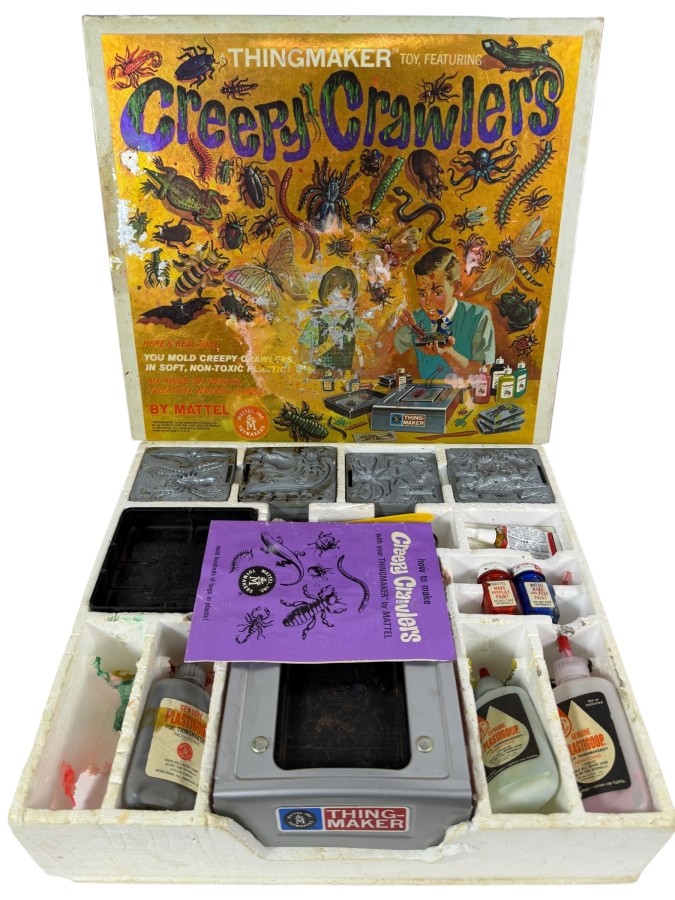 Vintage 1964 Mattel Thingmaker Toy Featuring Creepy Crawlers - Bottom Of Styrofoam Packaging Has Some Damage