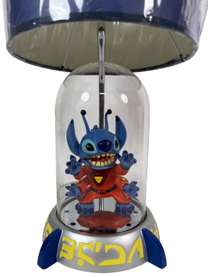 Rare Disney Stitch 'Experiment 626' Lamp Featuring Stitch in his Prisoner Suit Inside a Glass Dome 15H