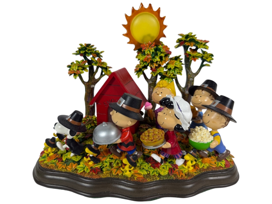 Vintage Peanuts A Time To Give Thanks Thanksgiving Lighted Sculpture By Danbury Mint 10'W X 5'D X7'H