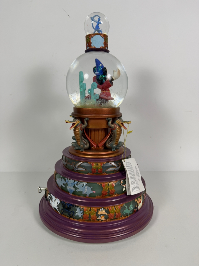 Vintage Disney Store Exclusive Fantasia 65th Anniversary Sorcerer Mickey Mouse Musical Tower Snow Globe 15'H [Photo 7]