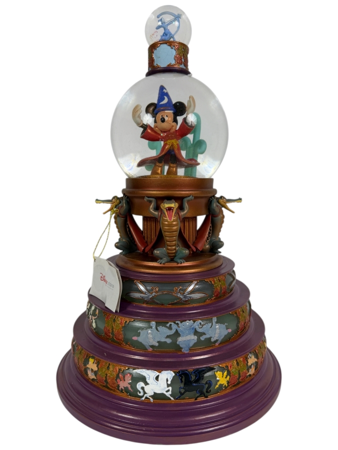 Vintage Disney Store Exclusive Fantasia 65th Anniversary Sorcerer Mickey Mouse Musical Tower Snow Globe 15'H