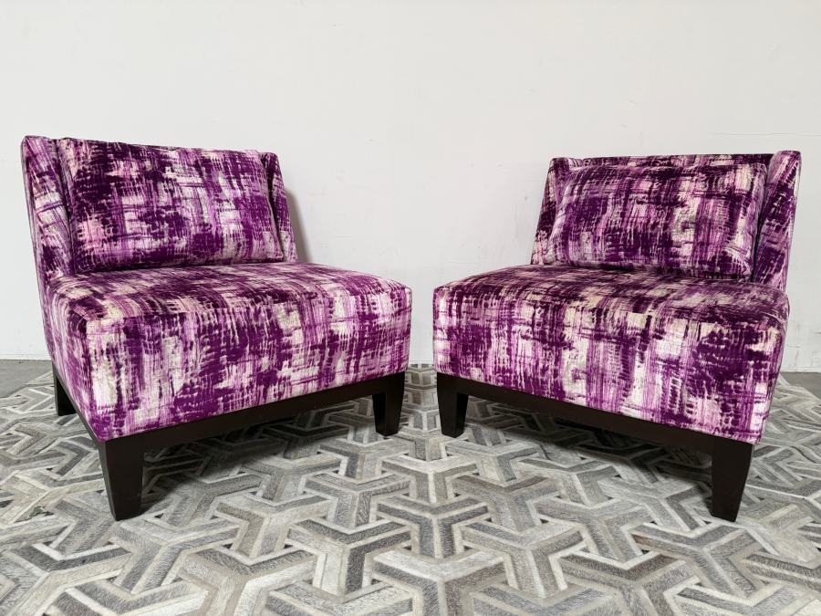 Pair Of Custom Lounge Chairs 34W X 34D X 36H Retails $9,000