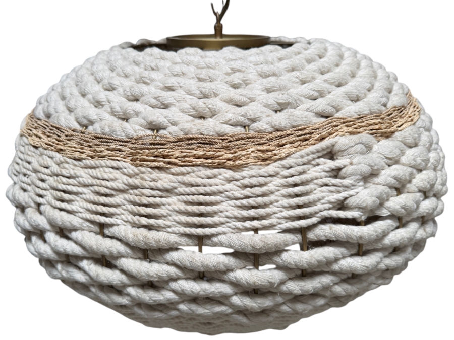 Anthropologie Woven Rope Pendant Light Fixture 26W X 14H