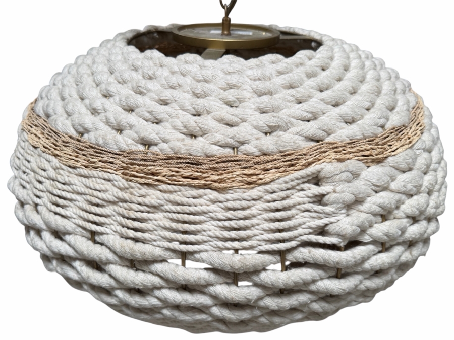 Anthropologie Woven Rope Pendant Light Fixture 26W X 14H [Photo 2]