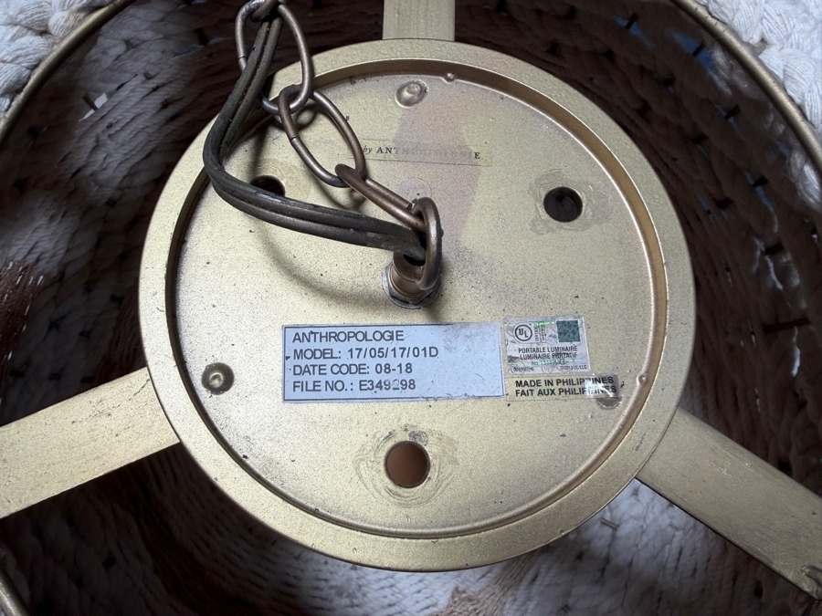 Anthropologie Woven Rope Pendant Light Fixture 26W X 14H [Photo 3]