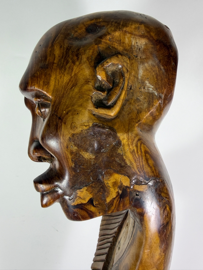 Elongated Tribal Wooden Tree Trunk Carving of a Man 40'H [Photo 2]