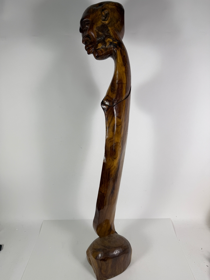 Elongated Tribal Wooden Tree Trunk Carving of a Man 40'H [Photo 6]