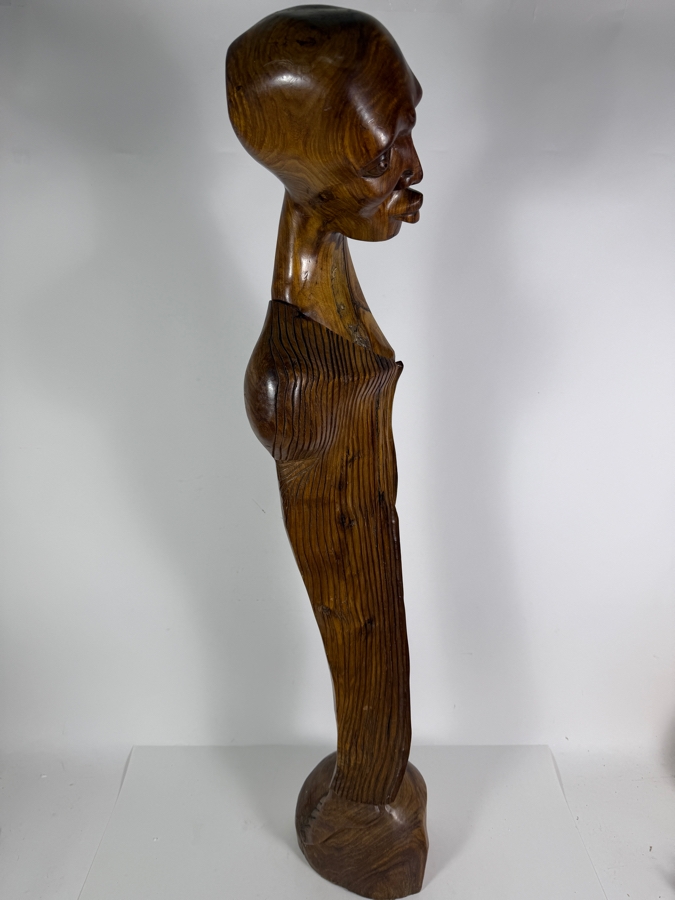 Elongated Tribal Wooden Tree Trunk Carving of a Man 40'H [Photo 5]