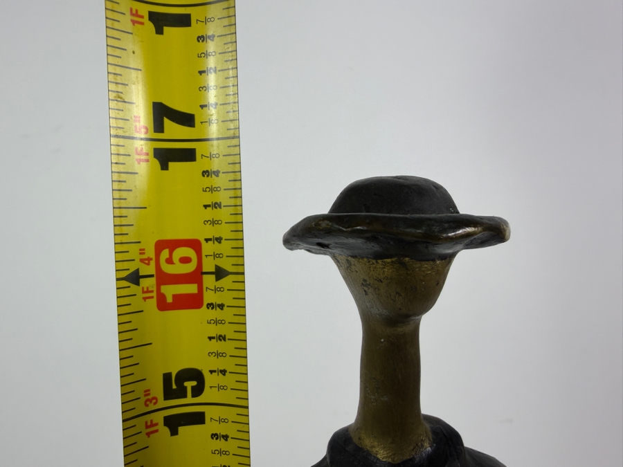 Itzhak 'Izzy' Assour (Israeli, 20th Century) Abstract Bronze/Brass Sculpture Of Standing Slender Woman Signed and Numbered 3 of 3 16.75'H [Photo 11]