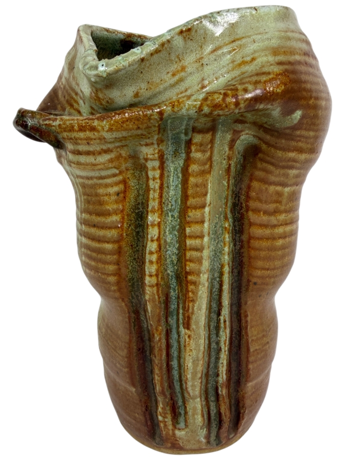 Vintage 1974 Brutalist Sculptural Studio Pottery Vase Signed by Artist 1974 Philadelphia 10'H
