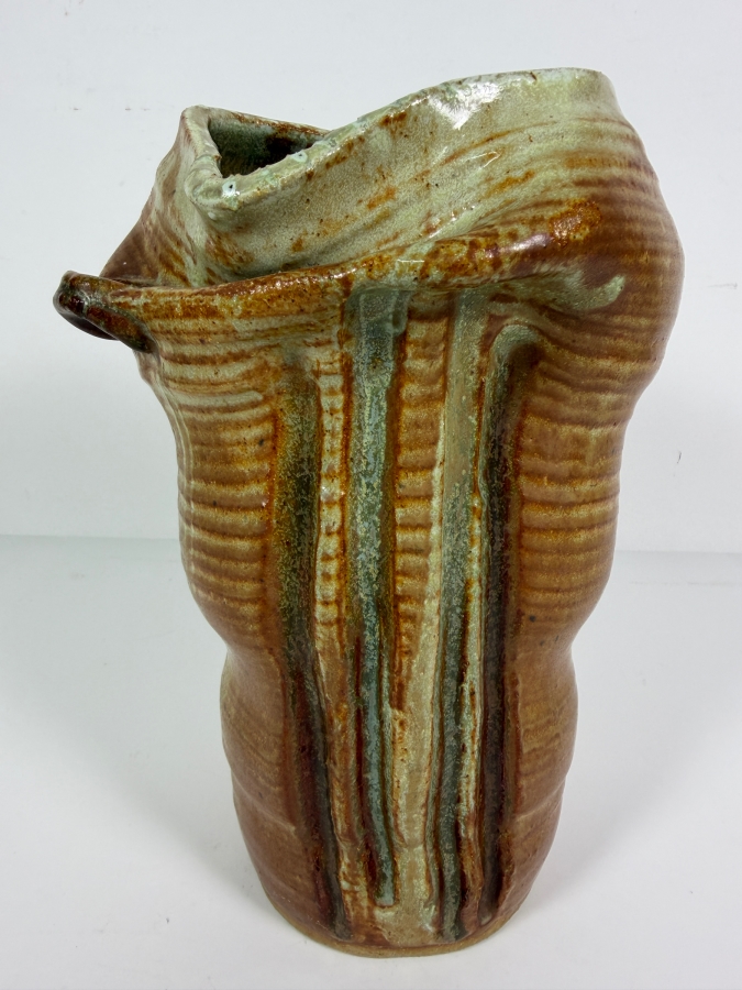 Vintage 1974 Brutalist Sculptural Studio Pottery Vase Signed by Artist 1974 Philadelphia 10'H [Photo 2]