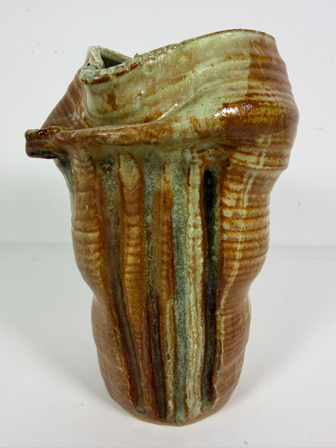 Vintage 1974 Brutalist Sculptural Studio Pottery Vase Signed by Artist 1974 Philadelphia 10'H [Photo 3]