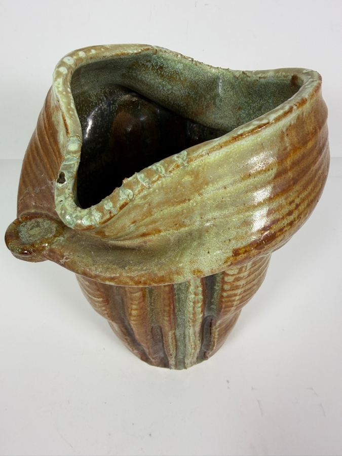 Vintage 1974 Brutalist Sculptural Studio Pottery Vase Signed by Artist 1974 Philadelphia 10'H [Photo 4]