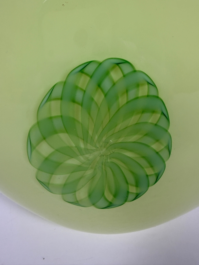 Lime Art Glass Vase By Fusion Studios Signed Underneath 7.5'H Retails $140 [Photo 2]