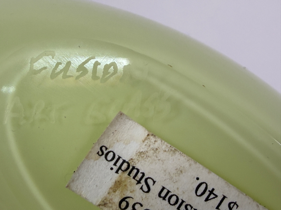 Lime Art Glass Vase By Fusion Studios Signed Underneath 7.5'H Retails $140 [Photo 5]