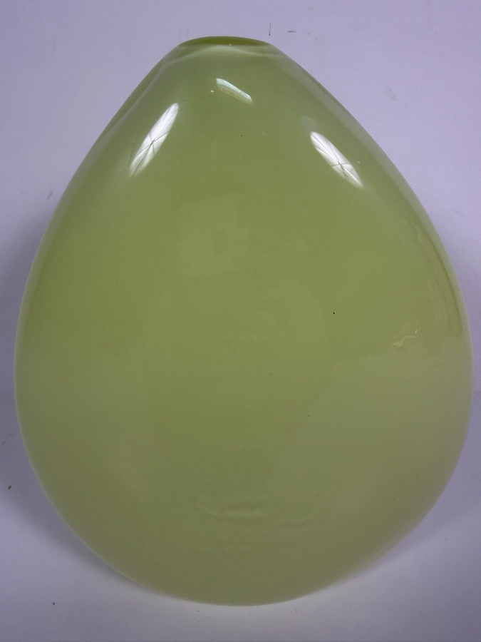 Lime Art Glass Vase By Fusion Studios Signed Underneath 7.5'H Retails $140 [Photo 3]